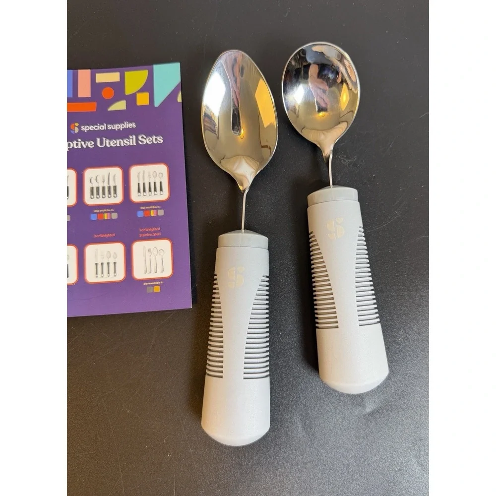 NEW Special Supplies Adaptive Utensils Set of 4 Gray Stainless Steel